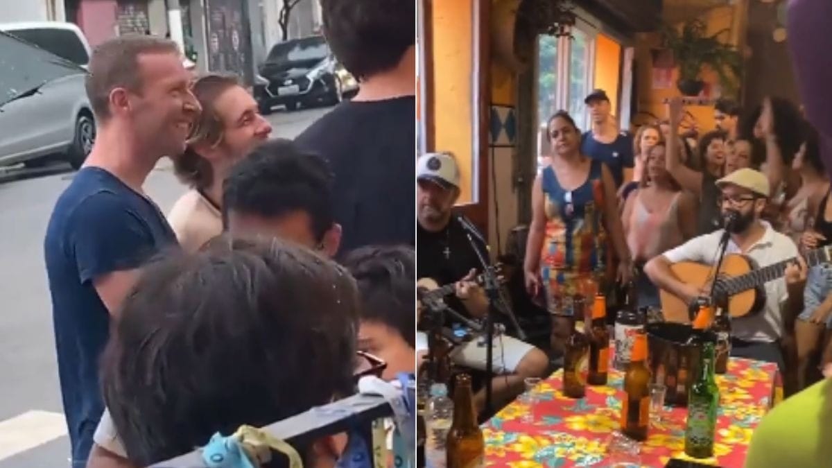 Chris Martin, do Coldplay, curte roda de samba em São Paulo; veja vídeo