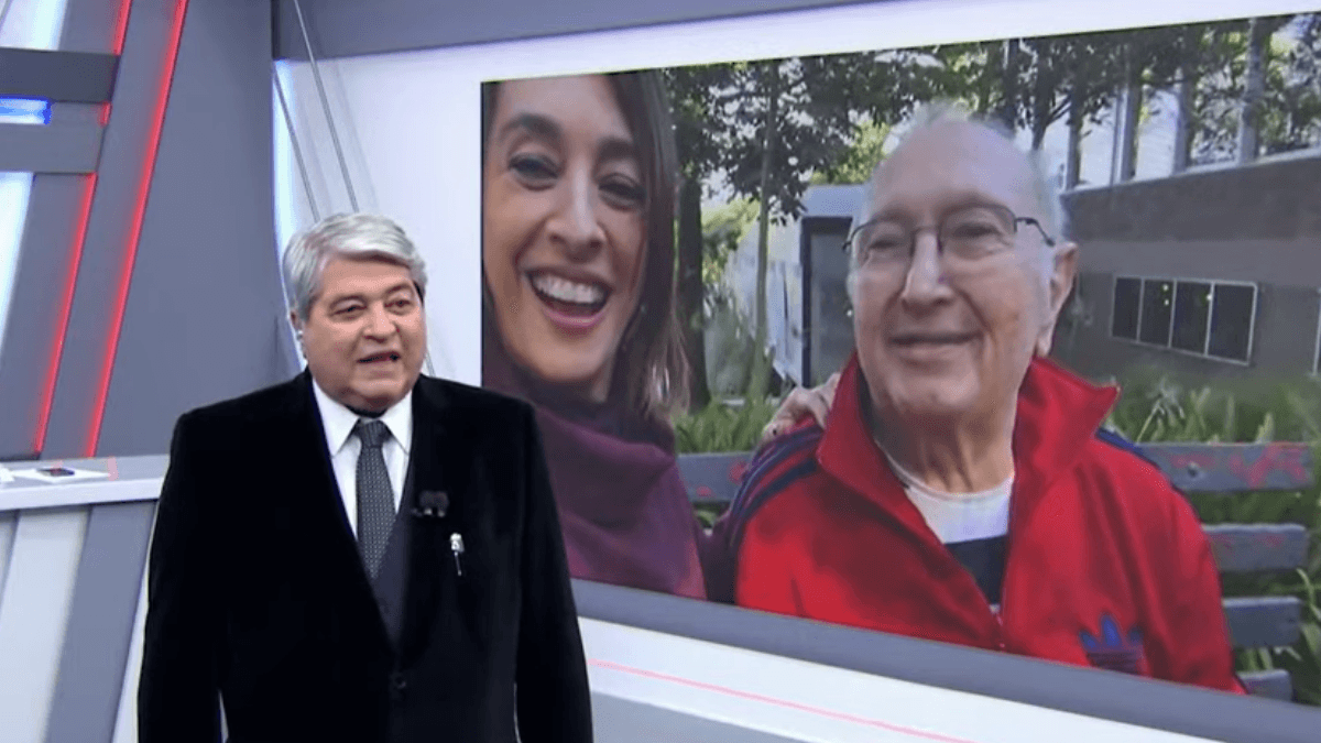 Catia Fonseca faz surpresa e invade Brasil Urgente no aniversário de Datena