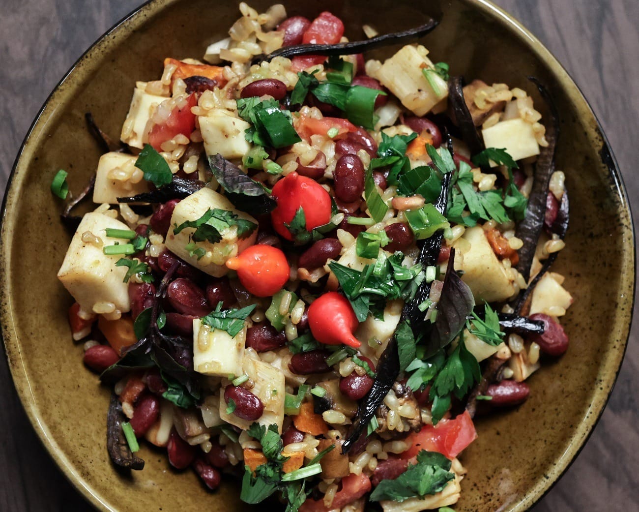 Baião de dois vegetariano com casca de banana| Band Receitas