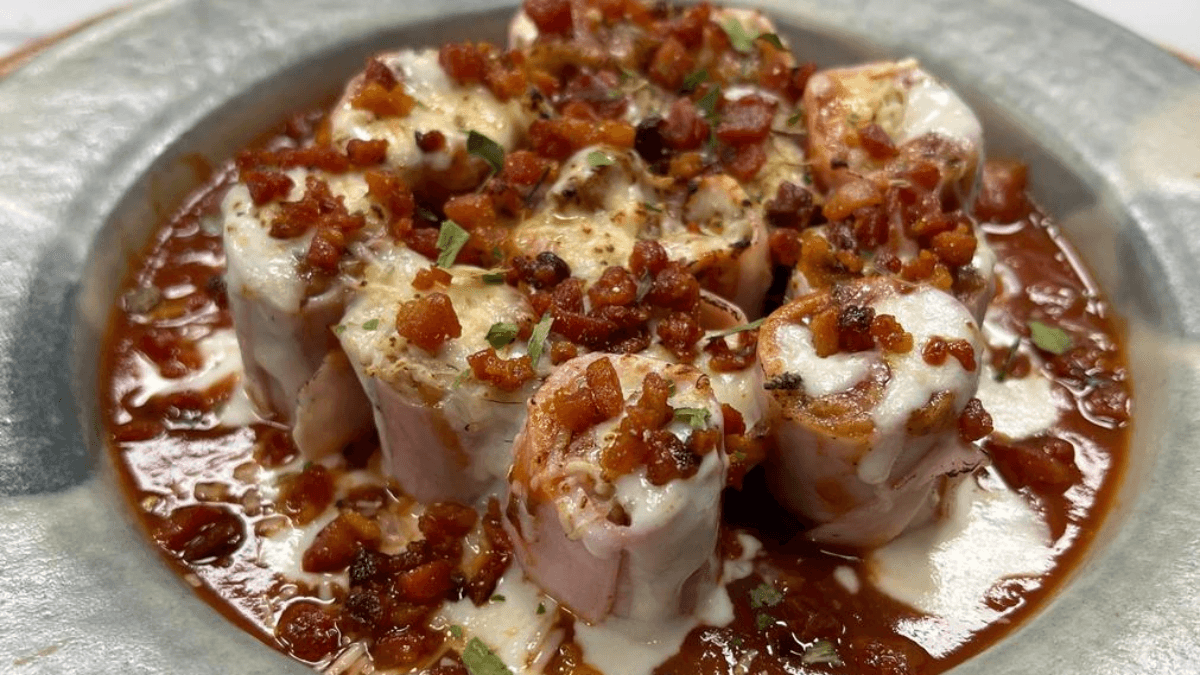 Enroladinho de presunto e queijo com macarrão cabelo de anjo | Band Receitas