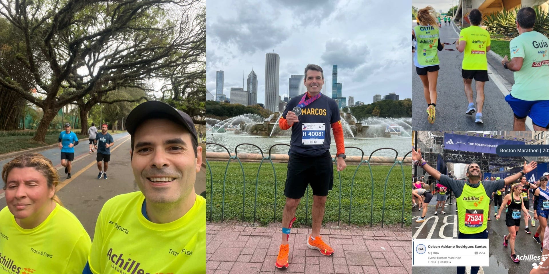 Marcos Wanderley Pereira, que completou a Maratona de Chicago esse ano, corre como guia voluntário Achilles (Foto: Arquivo Pessoal)