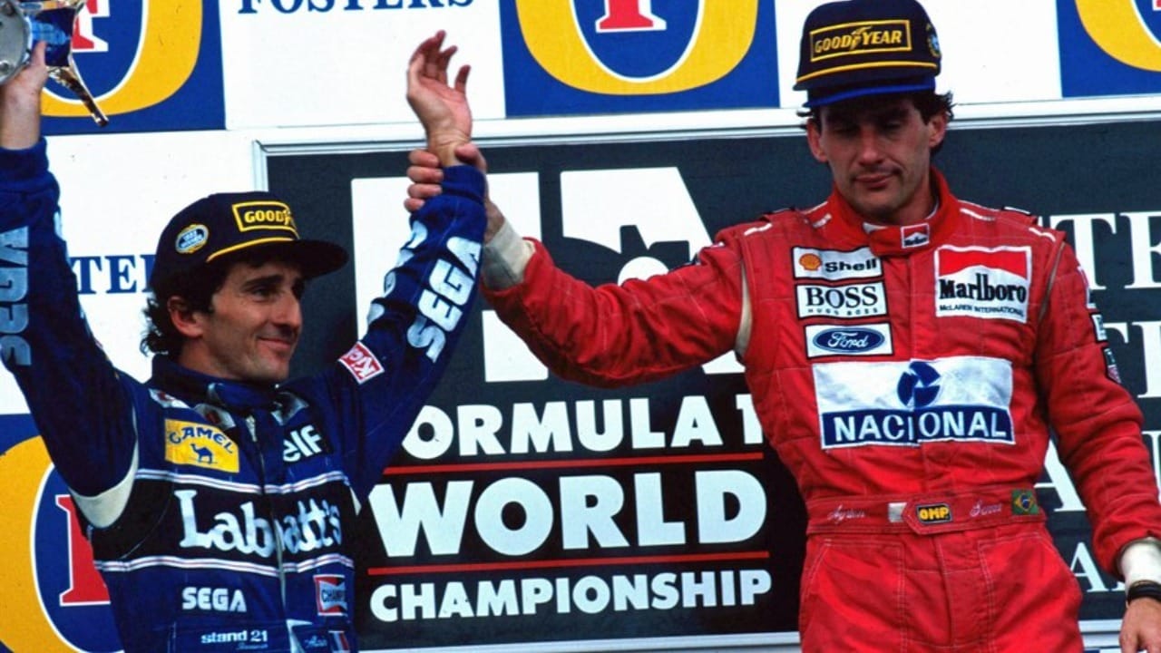 Rivais ensaiaram reconciliação no fim de 1993 (Imagem: @F1/Twitter)