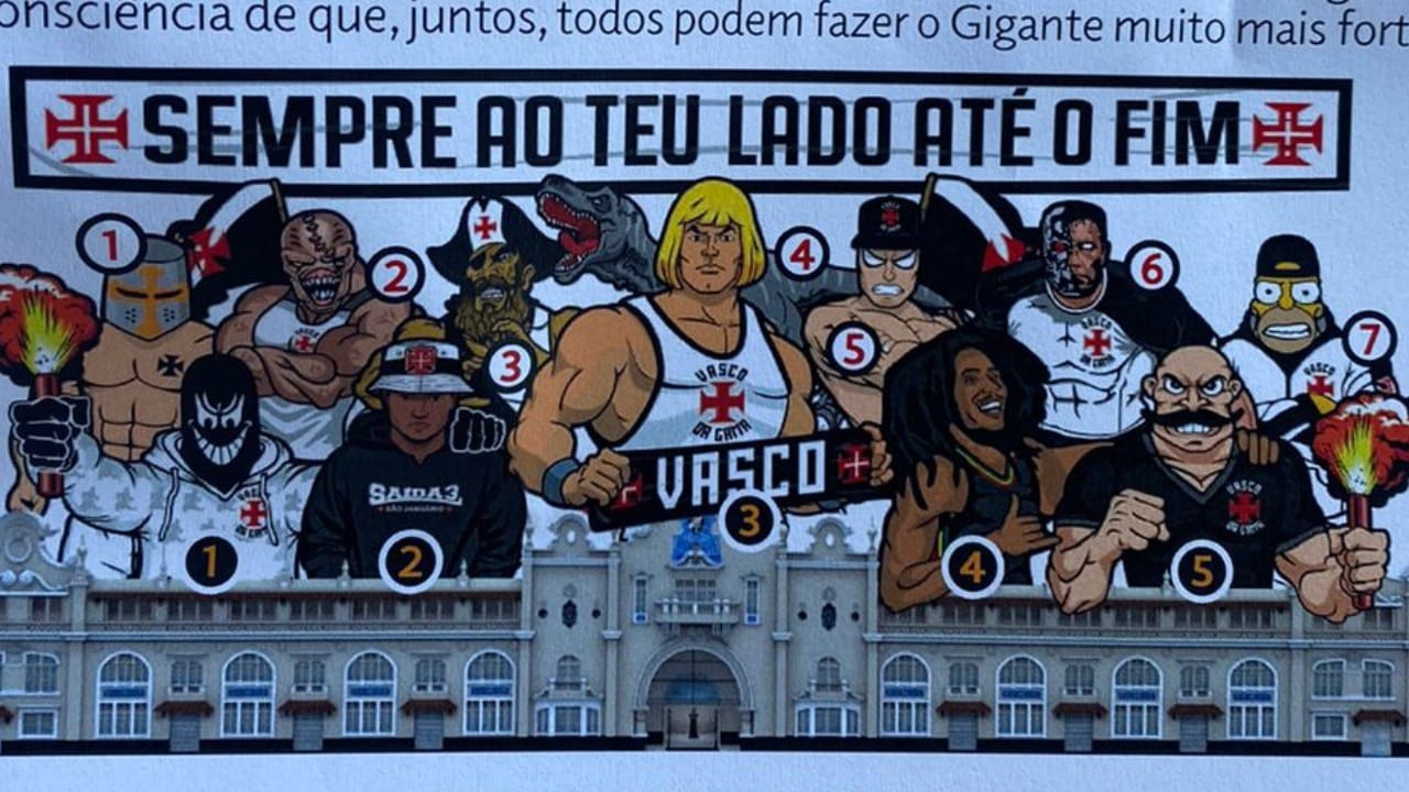 Torcida do Vasco prepara mosaico para jogo contra o RB Bragantino