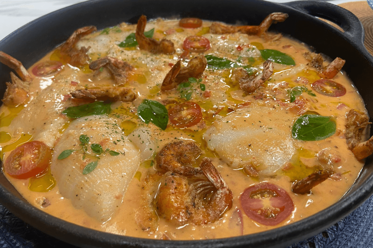 Cação ao molho picante com camarão | Band Receitas