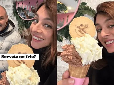 Catia Fonseca ama tomar sorvete no frio; saiba se faz mal à saúde ou não