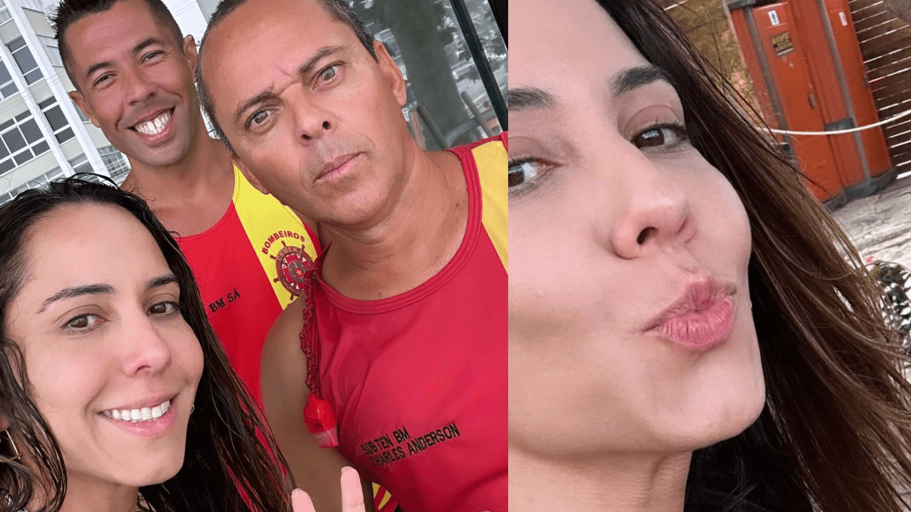 Mulher Melão quase se afoga, é puxada pelo mar e salva por bombeiros no Rio