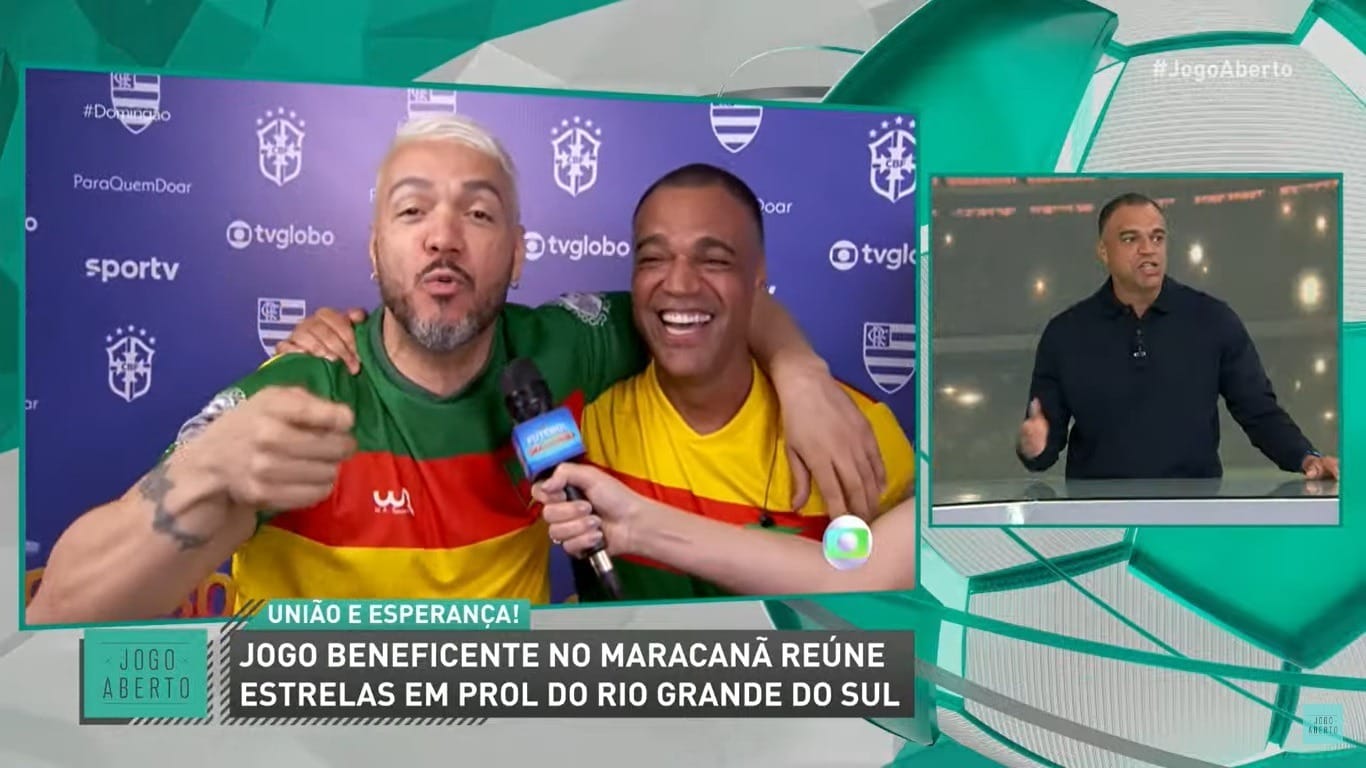 Denílson se reencontra com Belo no Futebol Solidário no RJ: 'Evento maravilhoso'