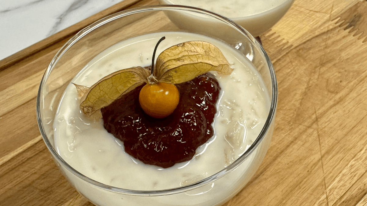 Arroz doce com geleia de framboesa | Band Receitas