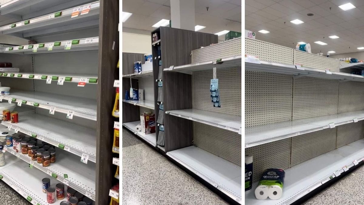 Prateleiras de supermercado vazias nos Estados Unidos