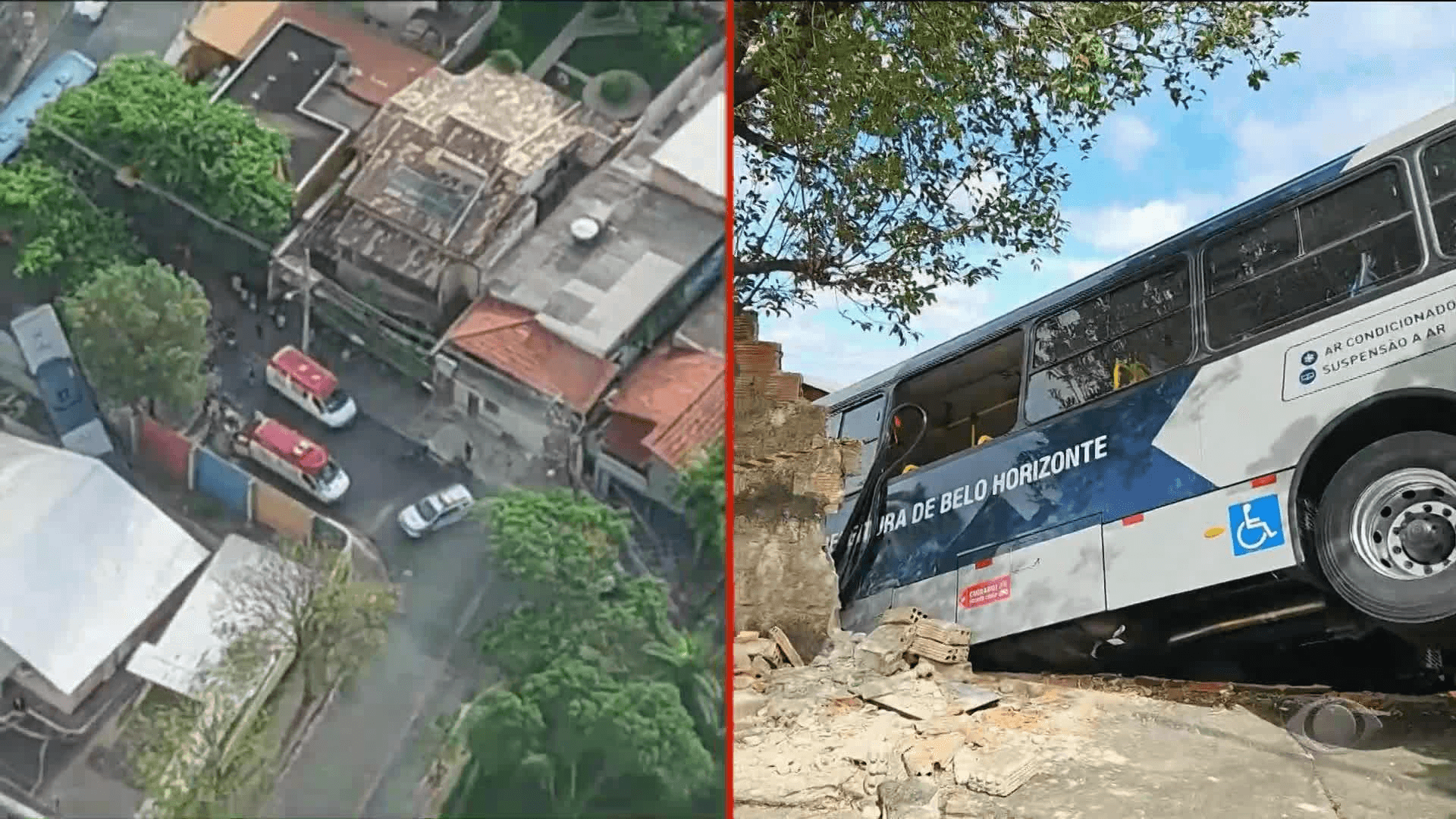 Ônibus desgovernado bate em muro de creche em BH e deixa 12 feridos