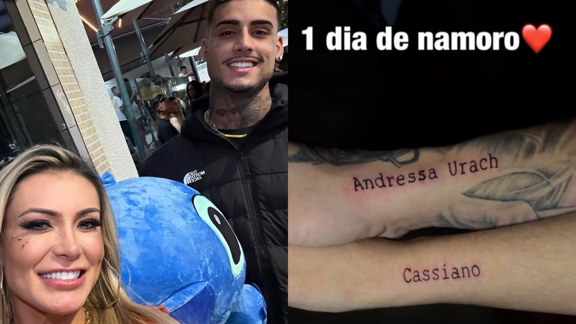 Andressa Urach celebra novo romance com tatuagem: "1 dia de namoro"