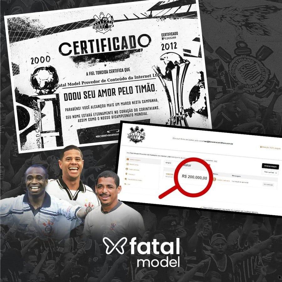 Fatal Model vira maior doadora da campanha para pagar Arena Corinthians