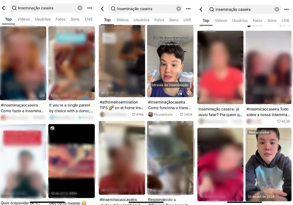 Vídeos sobre inseminação caseira no TikTok