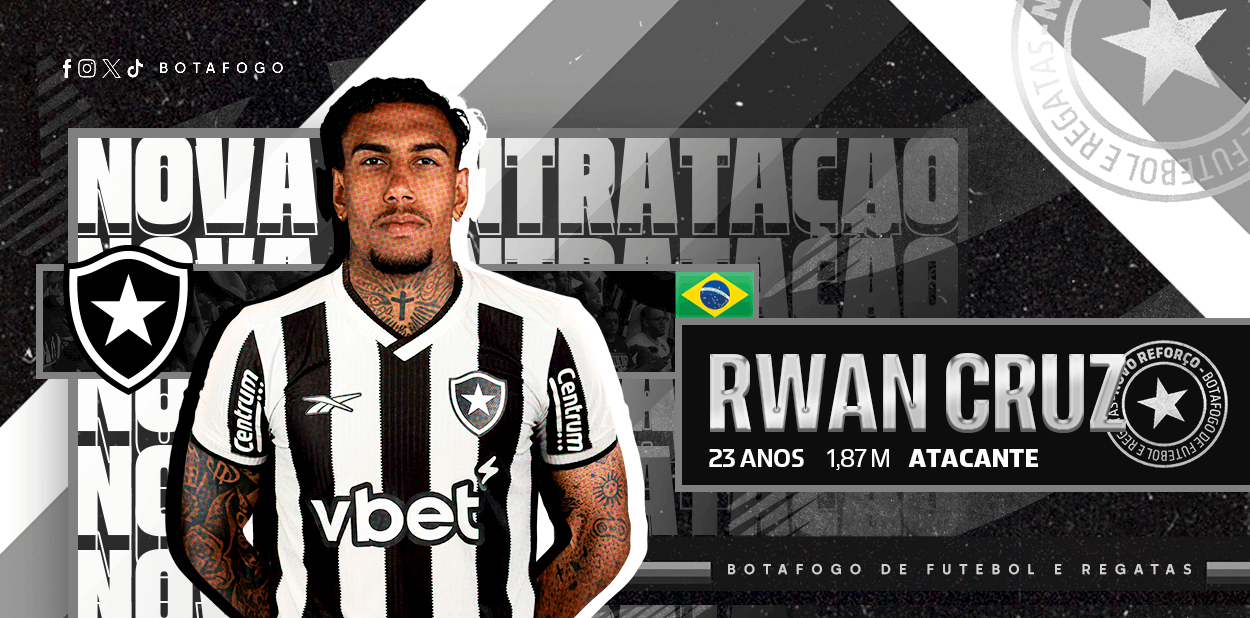 Botafogo anuncia contratação do atacante Rwan Cruz, ex-Santos e Vasco