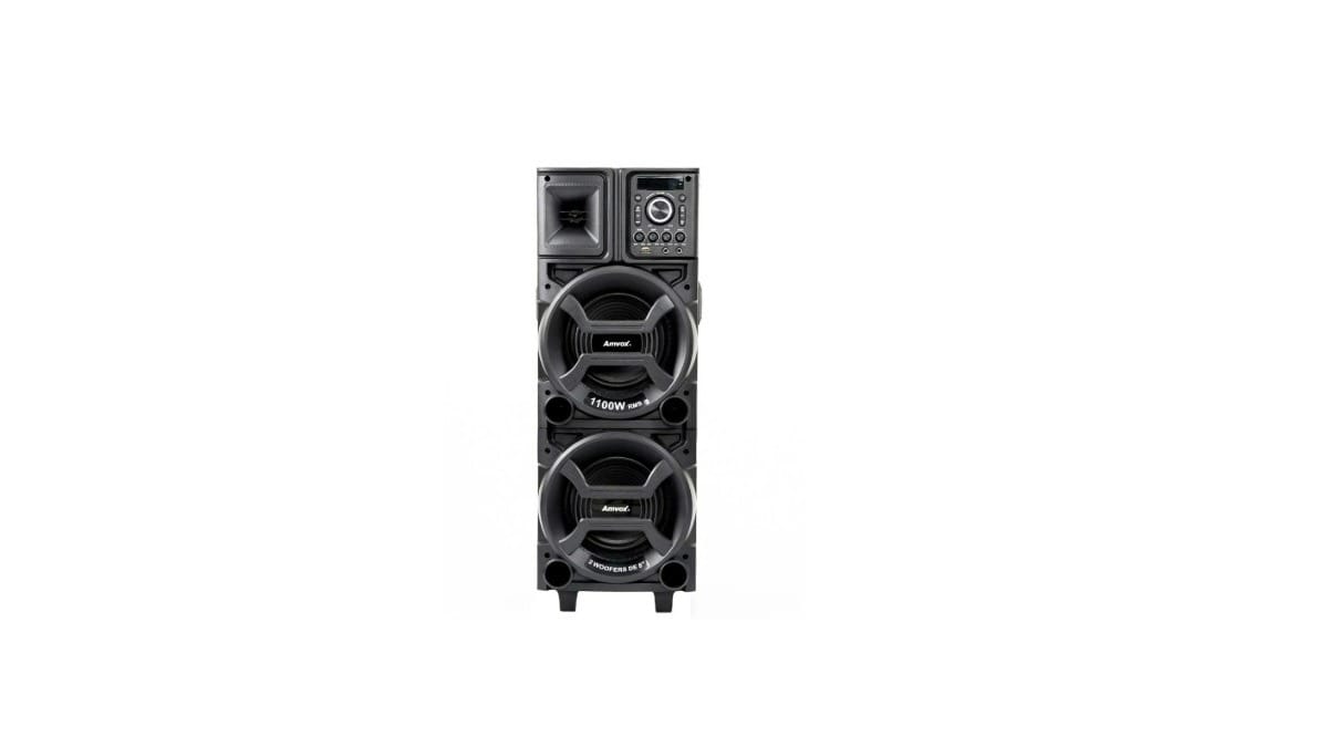 Torre de Som Amvox Duplo 8 Black ACA1101 com Luz de LED. / Foto: Reprodução Amvox