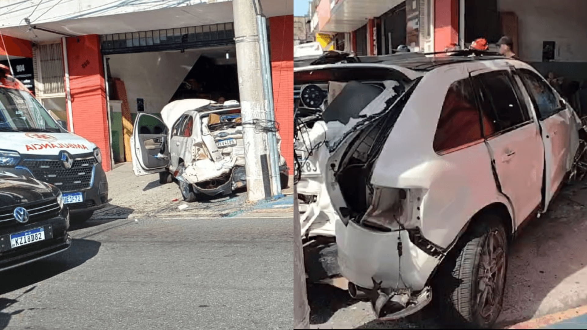Carro bate na traseira de outro veículo e capota em avenida de Jacareí; veja vídeo