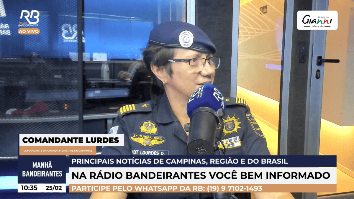 Comandante Lurdes em sua participação no programa Manhã Bandeirantes