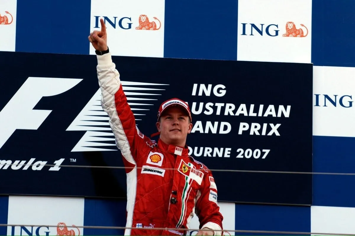 Kimi Räikkönen em sua vitória no GP da Austrália de 2007, em Melbourne