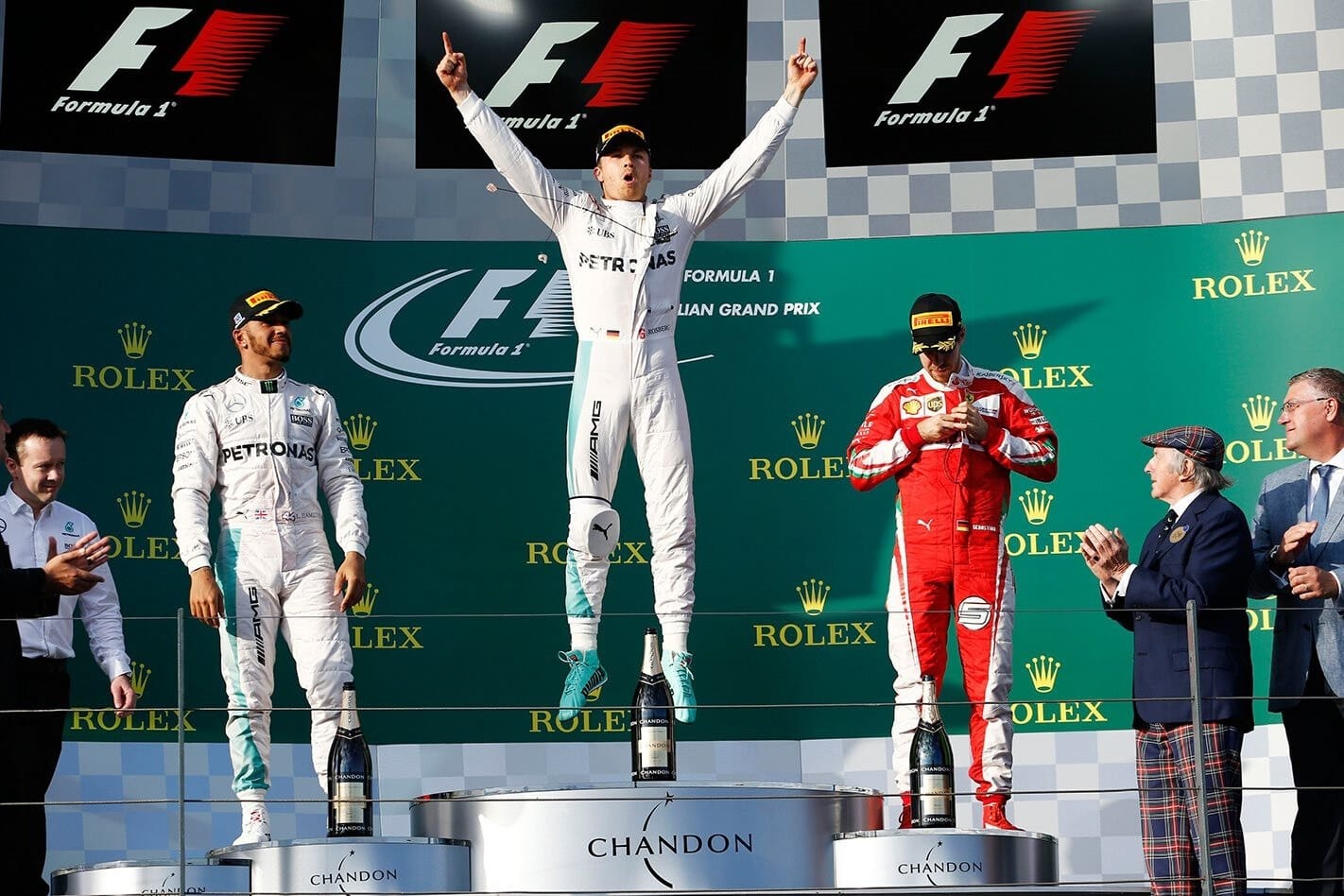 Pódio do GP da Austrália de 2016. Crédito: Reprodução