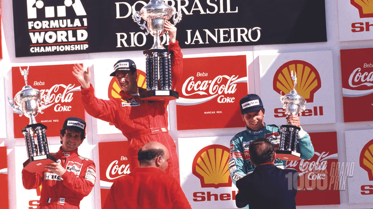 Pódio do Gp do Brasil de 1989 em Jacarepaguá, no Rio de Janeiro