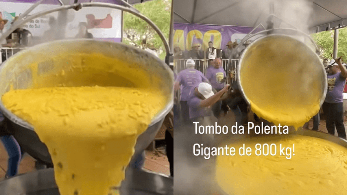 Polenta de 800 kg "viraliza" na internet (Foto: Reprodução/Band)