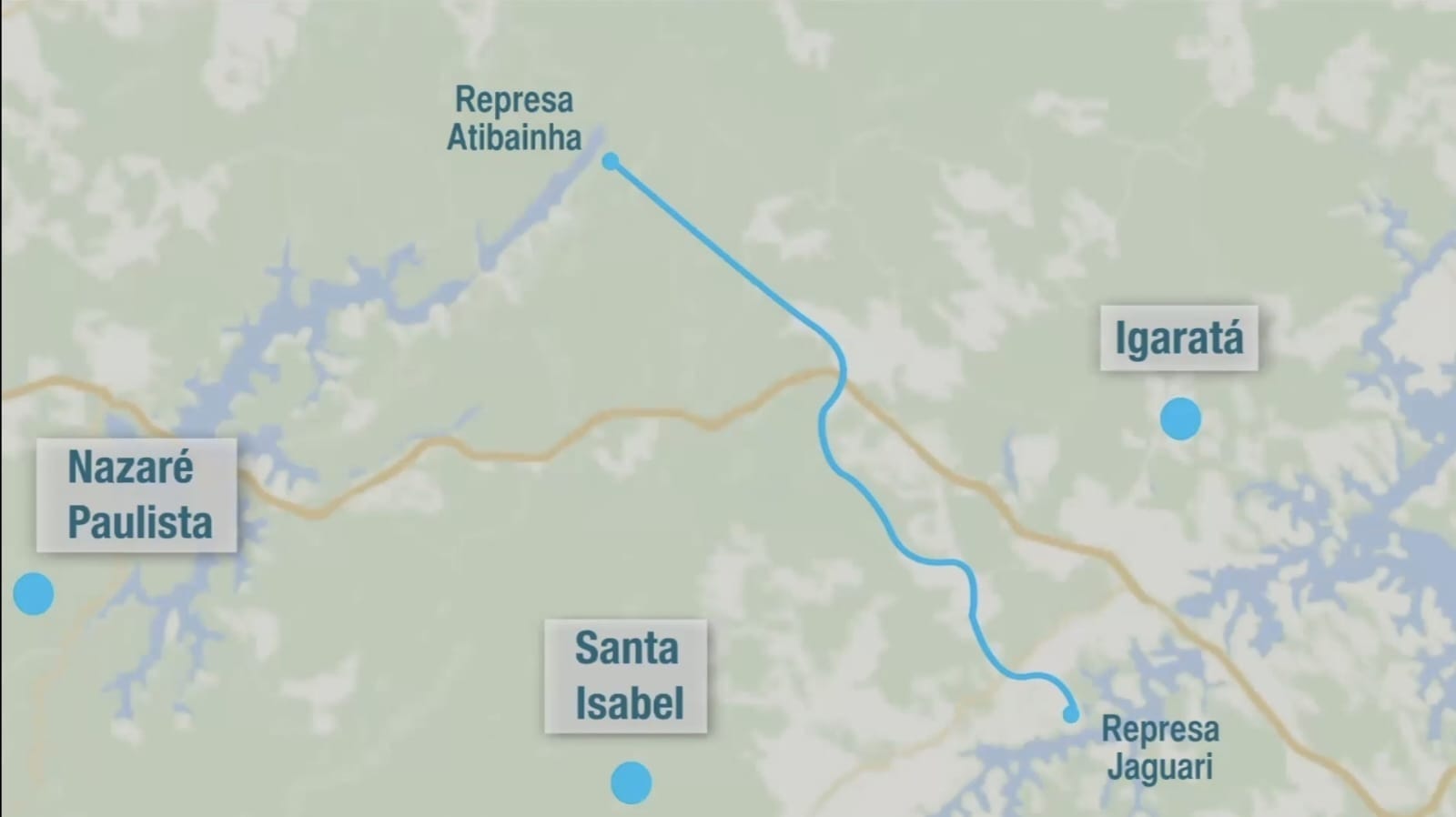 Linha azul demonstra o caminho da transposição das águas