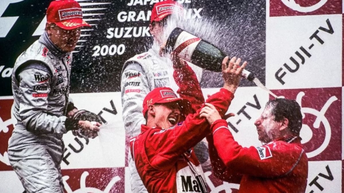 Schumacher comemora título mundial de 2000 em Suzuka