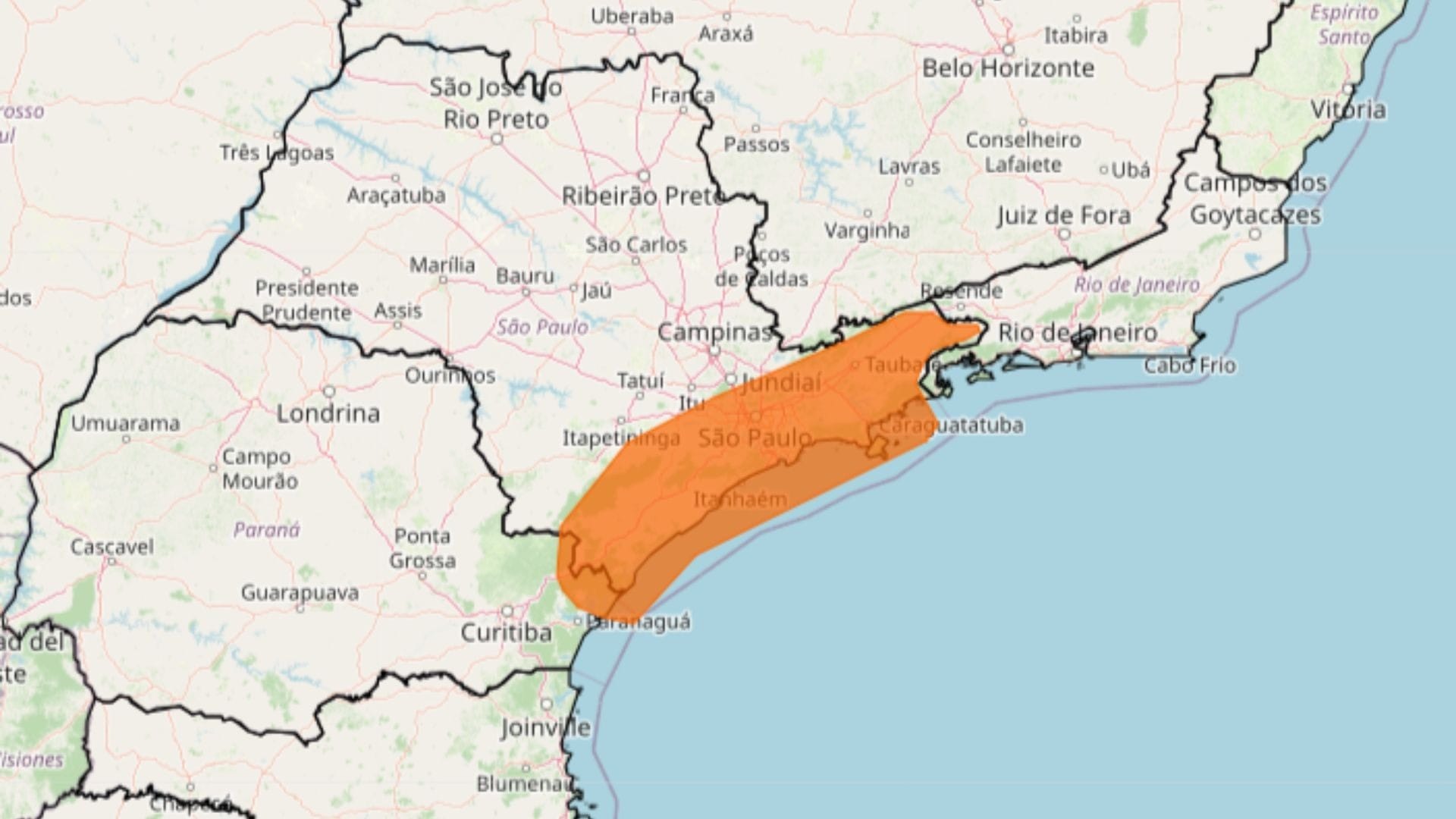 Inmet emite alerta laranja para chuvas intensas em quase todo litoral de SP