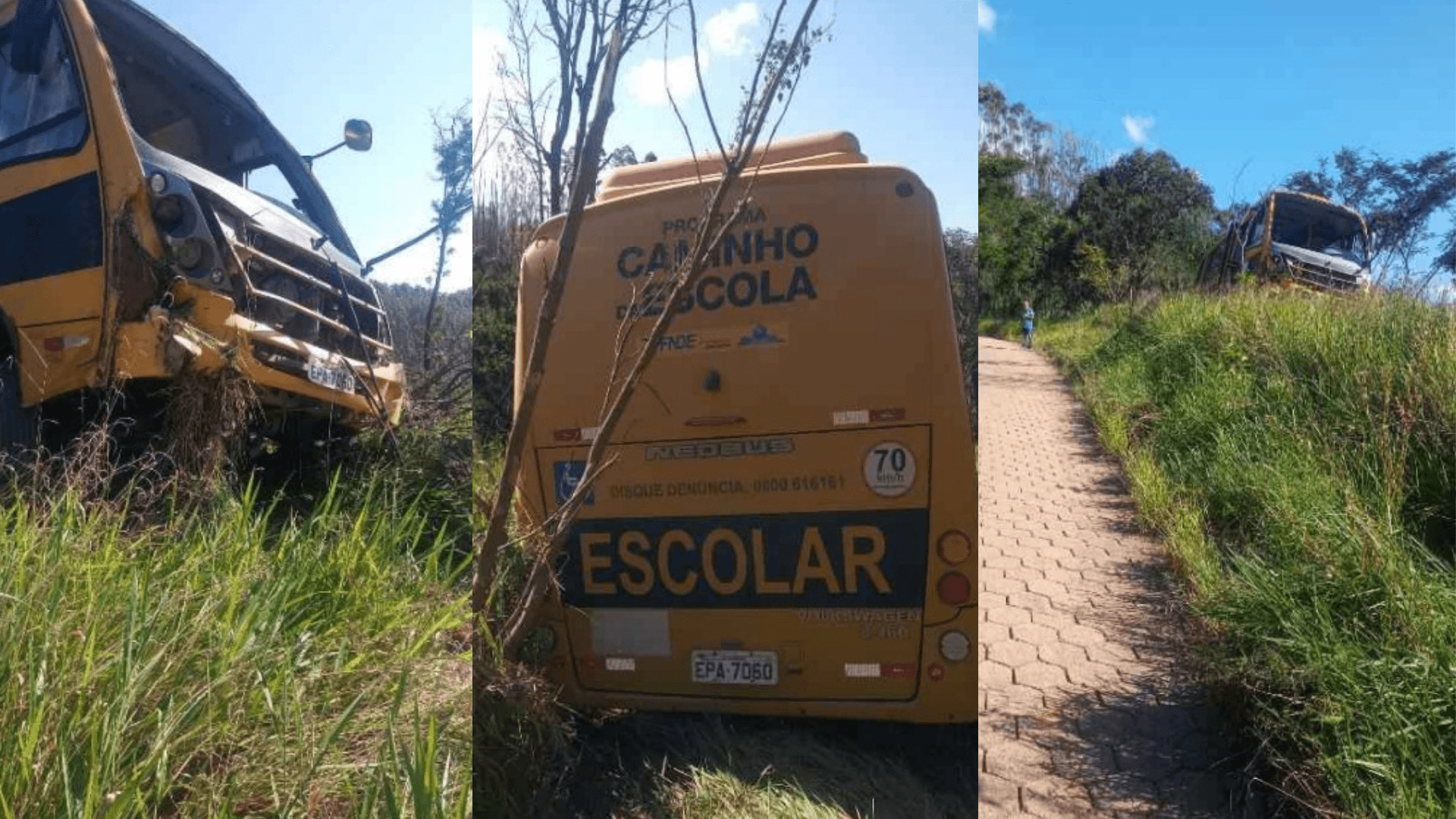Ônibus escolar perde freios, bate em barranco e deixa 12 feridos em Lorena