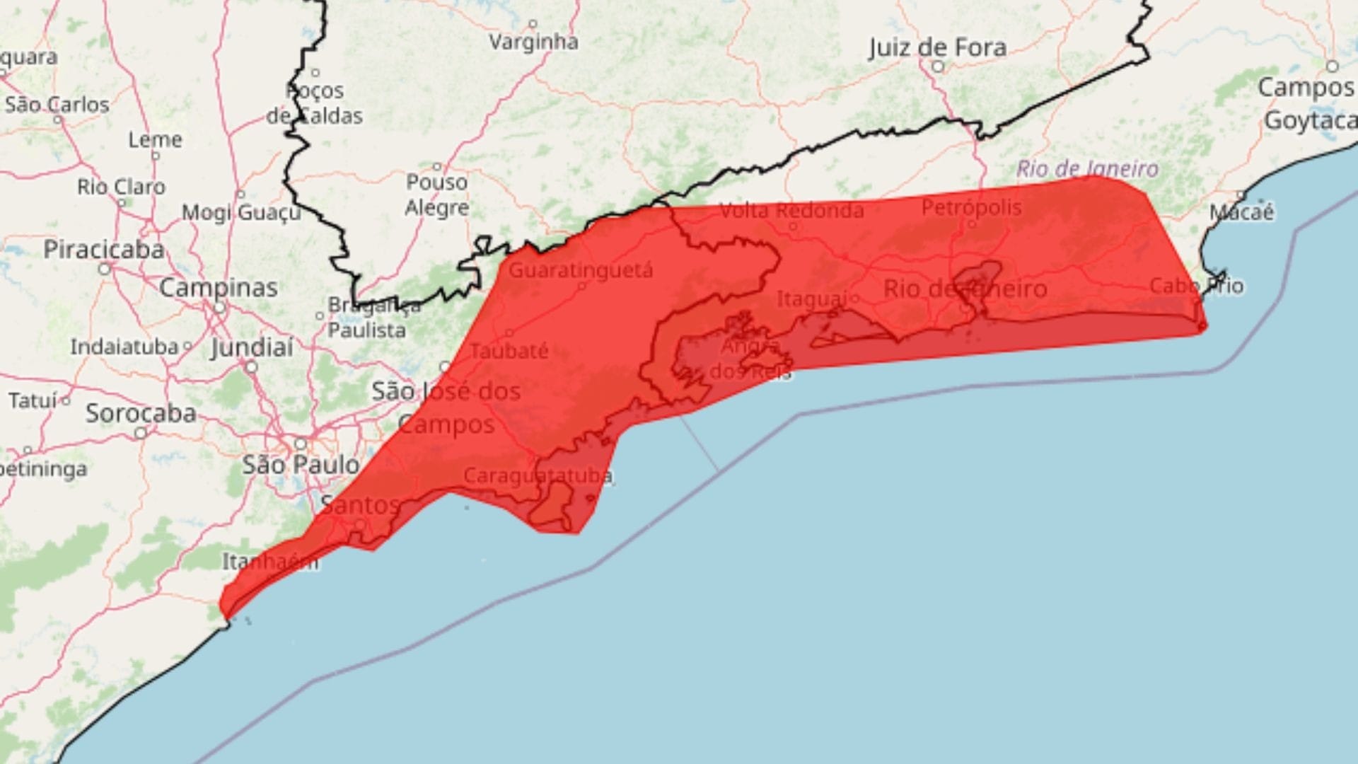 Inmet emite alerta para 100 cidades de SP e RJ, com grandes chances de temporais