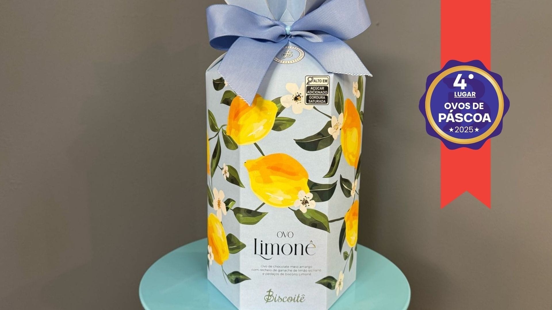 Ovo Limonê da Biscoitê, ficou em quarto lugar na categoria ovos de chocolate com frutas