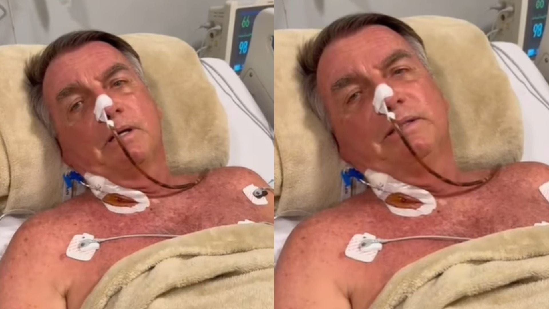 Bolsonaro surge em vídeo e agradece equipe médica por atendimento de emergência