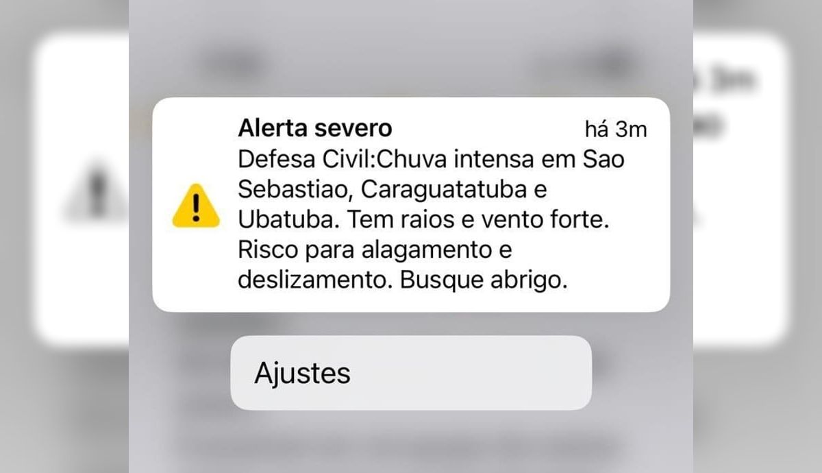 Defesa Civil aciona sistema de alerta em celulares devido as chuvas intensas no Litoral Norte
