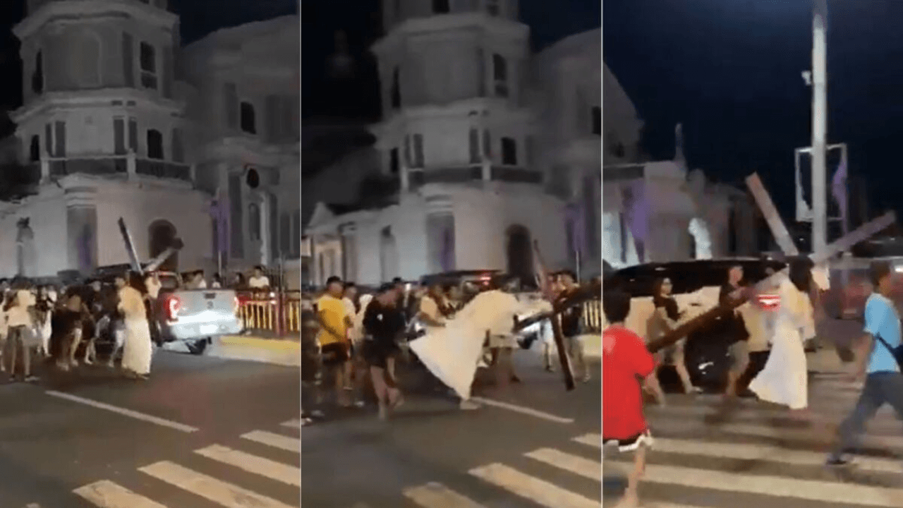 "Jesus" se irrita e chuta invasor de via sacra no interior de São Paulo