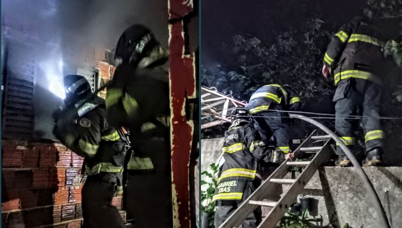 Corpo de Bombeiros apaga incêndio que atingiu casa em Jundiaí