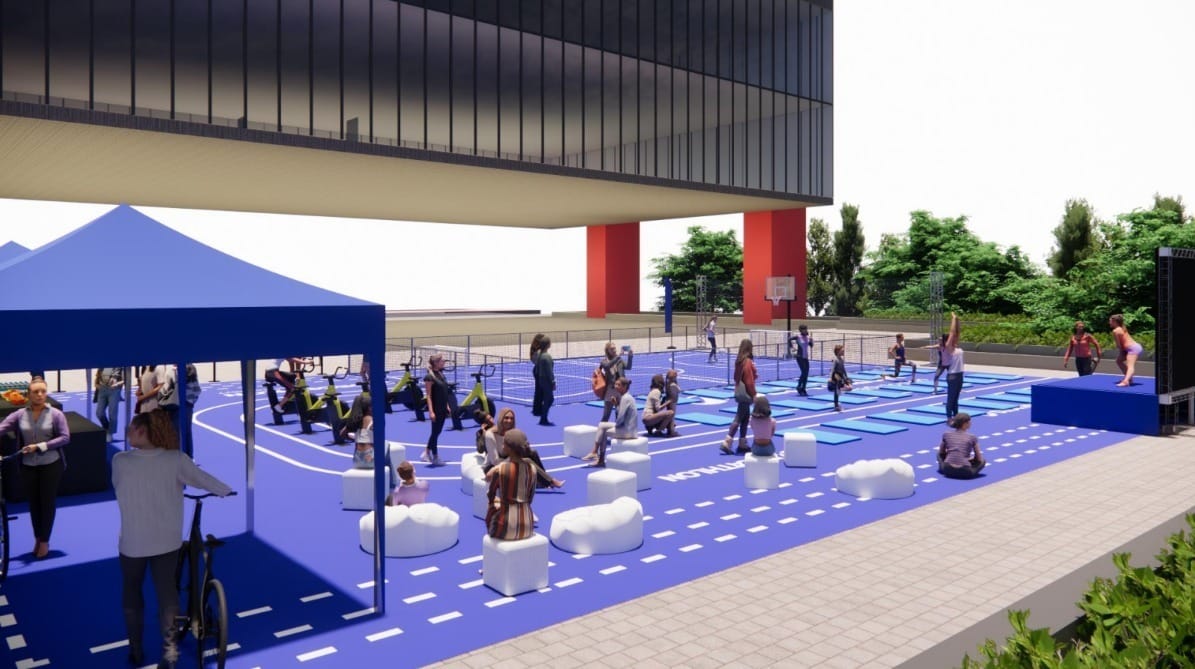 Ilustração de como será a área dedicada ao esporte no MASP (Decathlon/Divulgação)