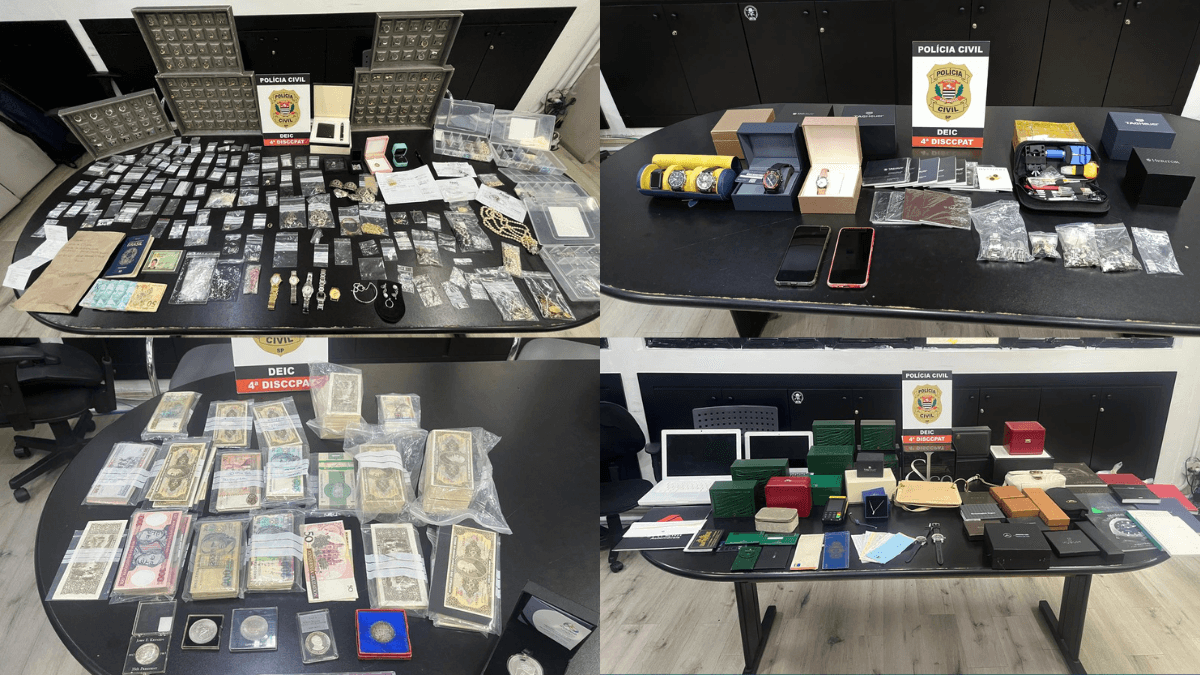 Mais itens de luxo apreendidos pela polícia durante a operação