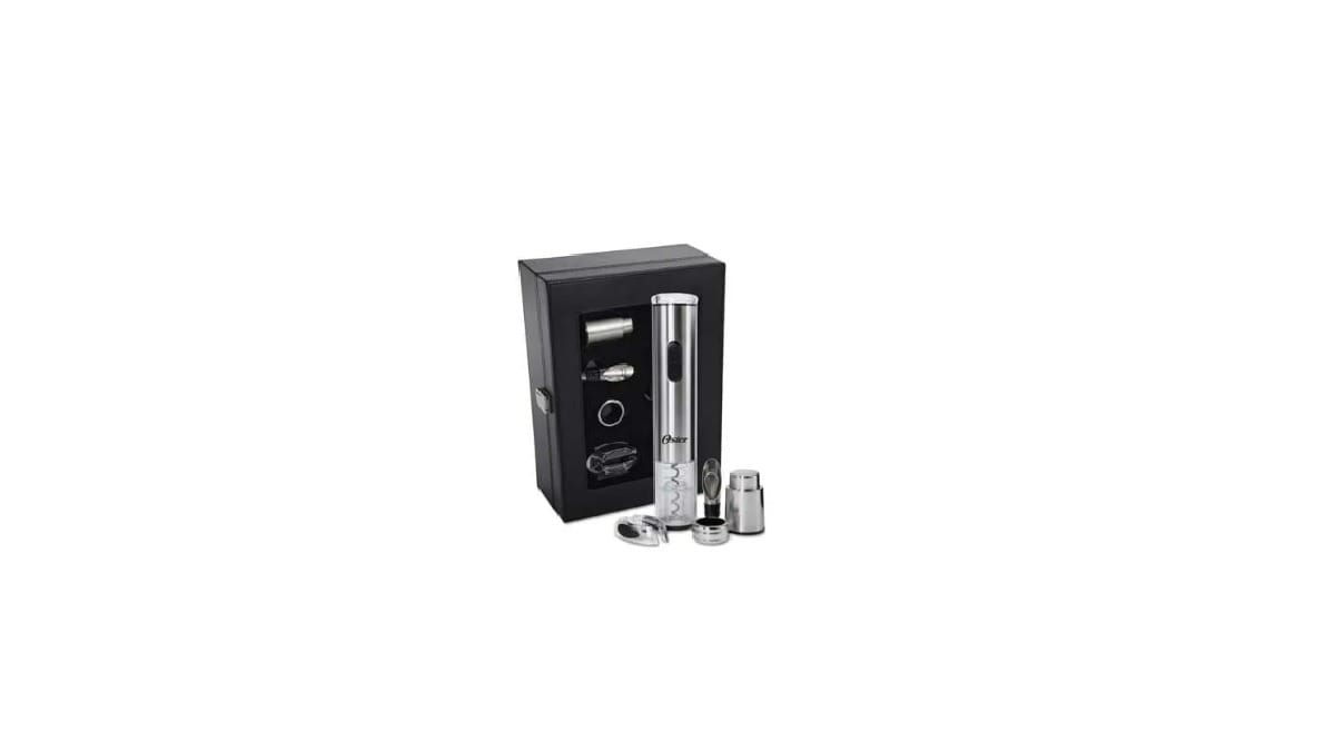 Kit de Abridor de Vinho Elétrico 8055. / Reprodução: Oster