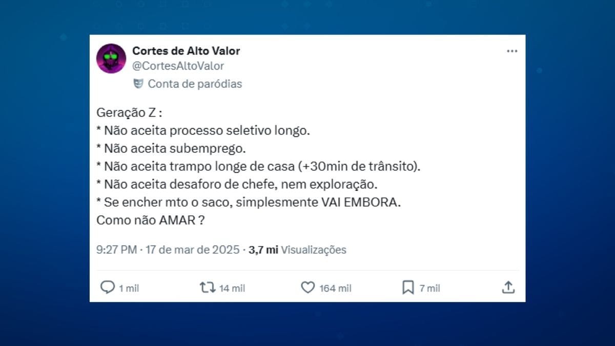 Postagem que defende a Geração Z viraliza no X