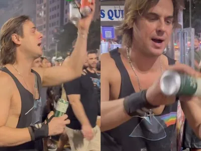 Ex-galã de Malhação vende bebidas em show de Lady Gaga