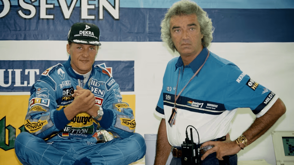 Michael Schumacher e Flavio Briatore na Benetton
