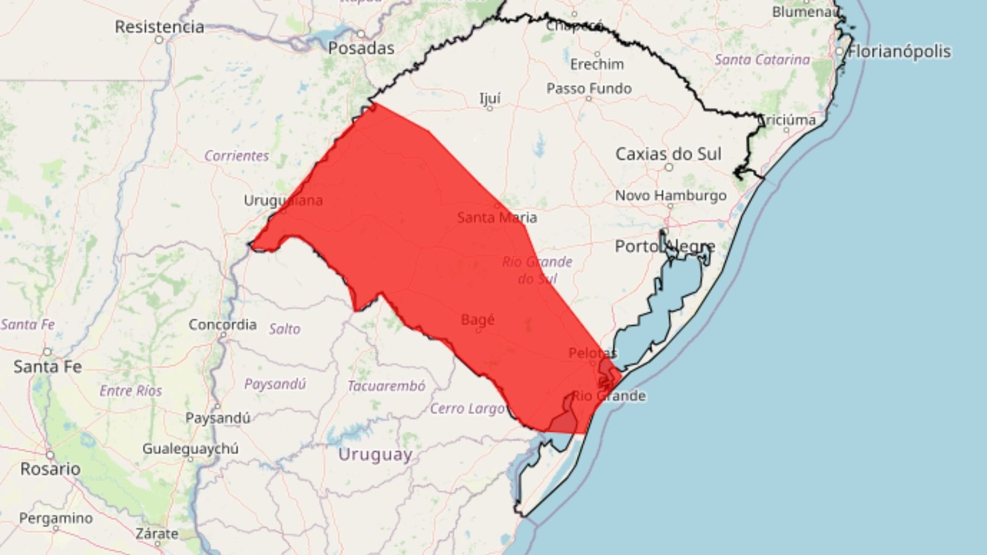 Inmet emite alerta vermelho para tempestades no Rio Grande do Sul