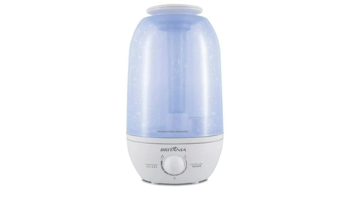 Umidificador Britânia BUD05B Desligamento Automático 2,4 Litros Branco. / Reprodução: Britânia