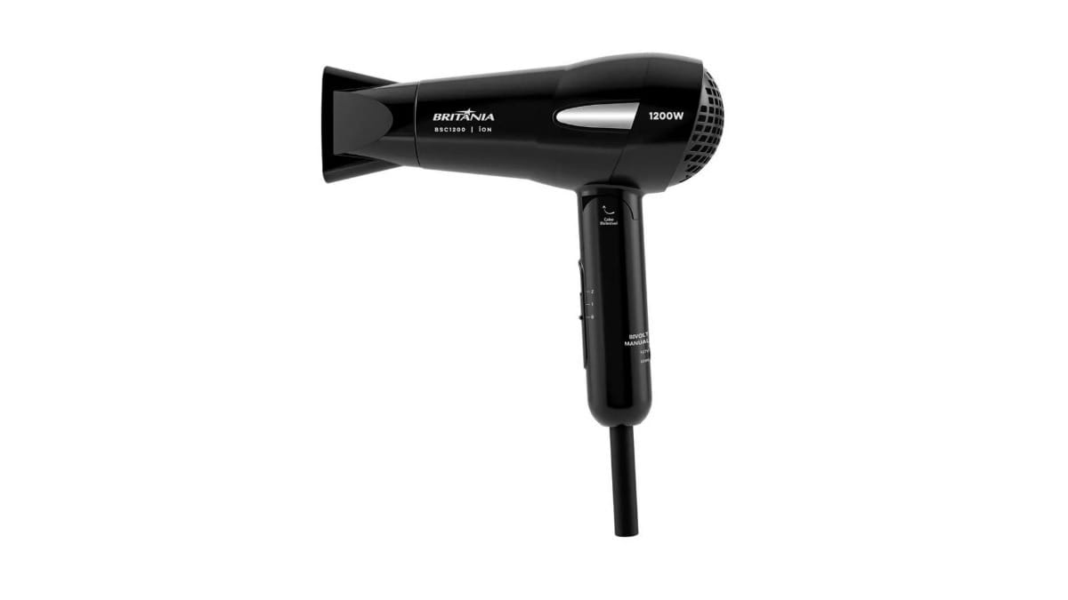 Secador de Cabelos Britânia BSC1200 com Tourmaline Íon Bivolt