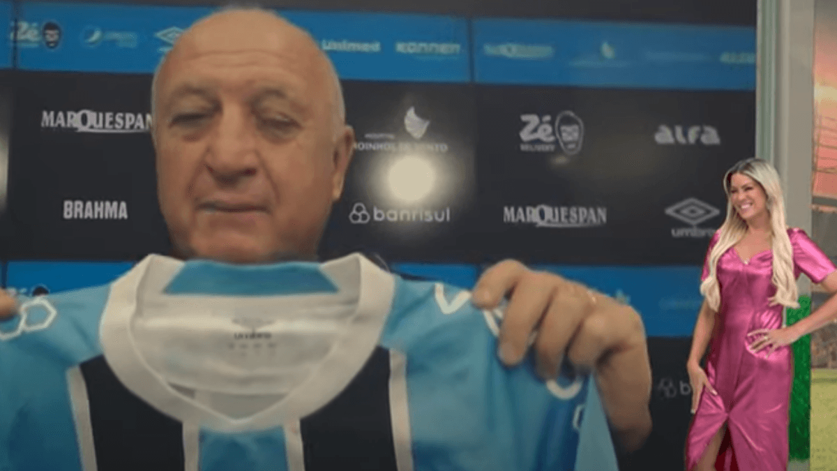 Felipão surpreende e presenteia Renata Fan com camisa do Grêmio: "Essa camisa é maravilhosa"