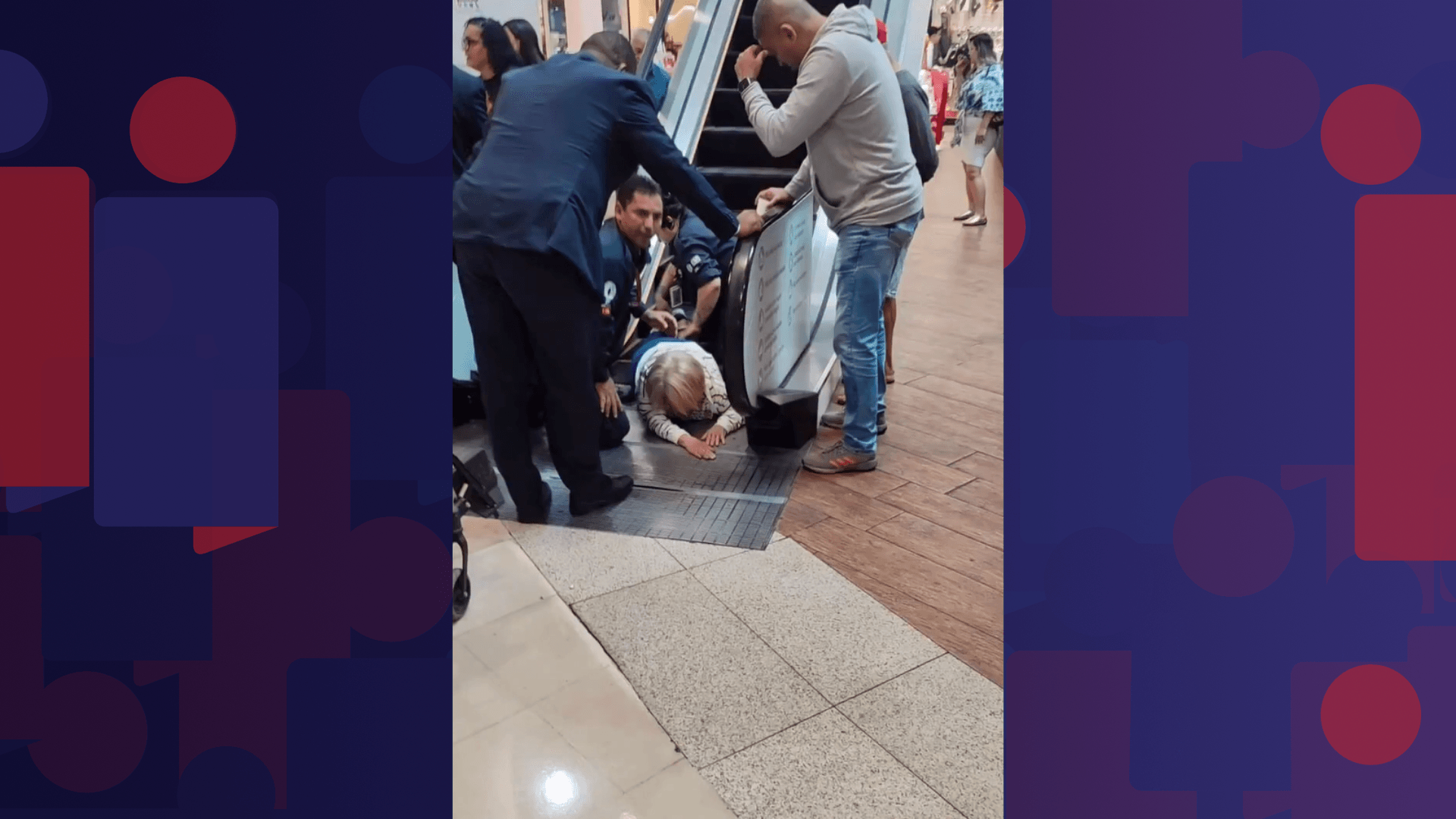 Mulher se fere ao cair de escada rolante em shopping da Baixada