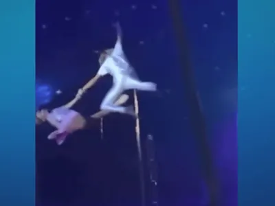 Vídeo: trapezista cai de três metros de altura em apresentação em circo no RN