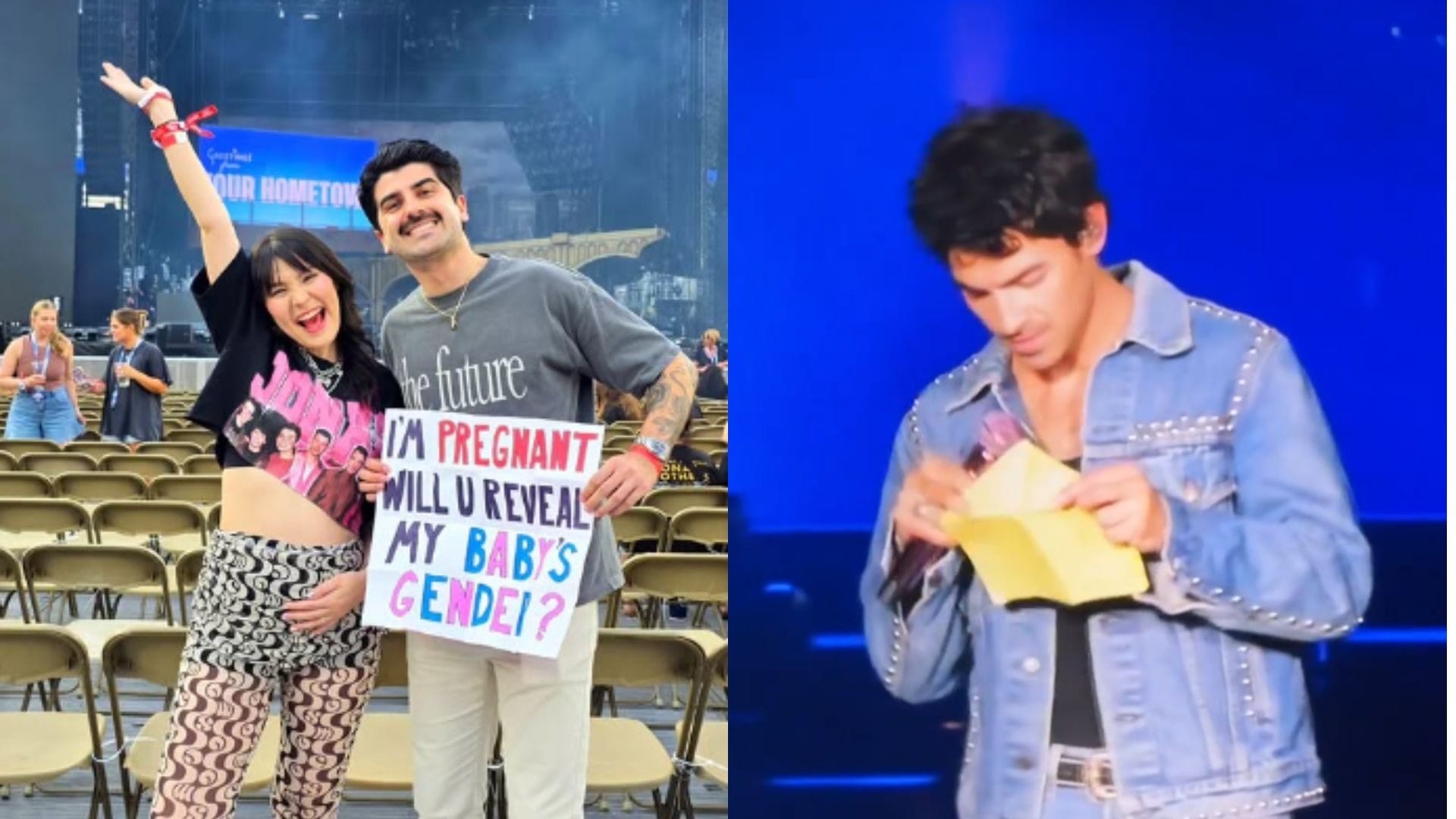 Jonas Brothers fazem 'chá revelação' para casal brasileiro em show nos EUA
