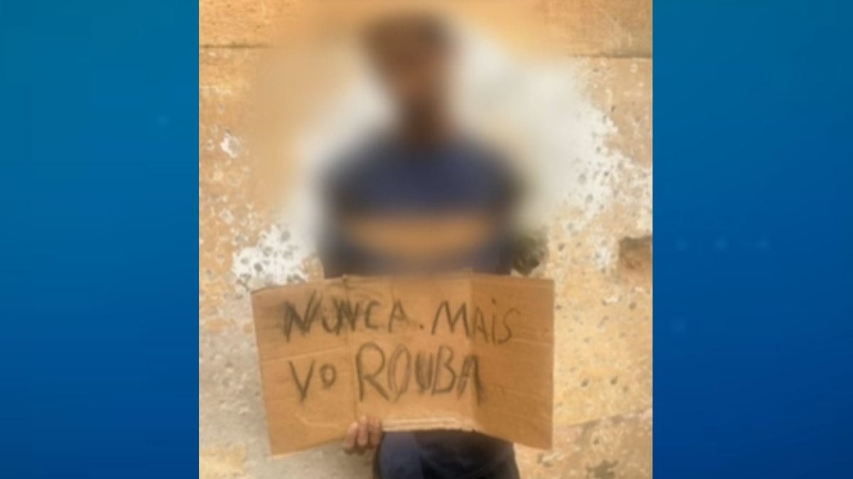 Homem acusado de furto é encontrado amarrado com aviso: “nunca mais vou roubar”