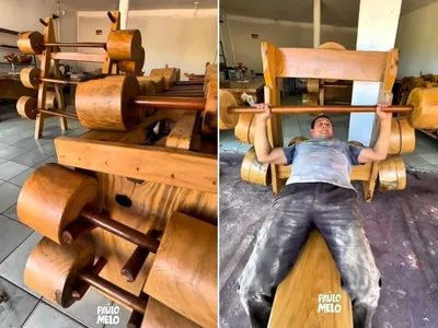 Artesão cria equipamentos de academia em madeira para solucionar ferrugem da maresia